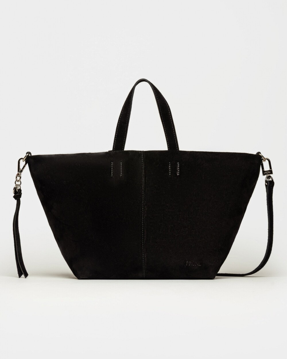 Cartera de mano The Flapper en cuero gamuza Negro