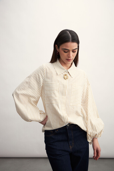 Camisa Flora Beige