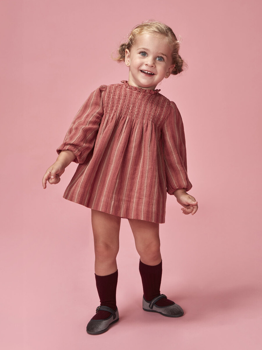 Vestido De Rayas Engomado Cereza