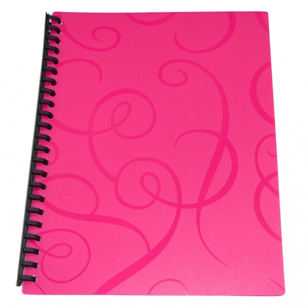 CARPETA TAMAÑO A4 CON 20 FUNDAS Y RULO COLOR ROSADO