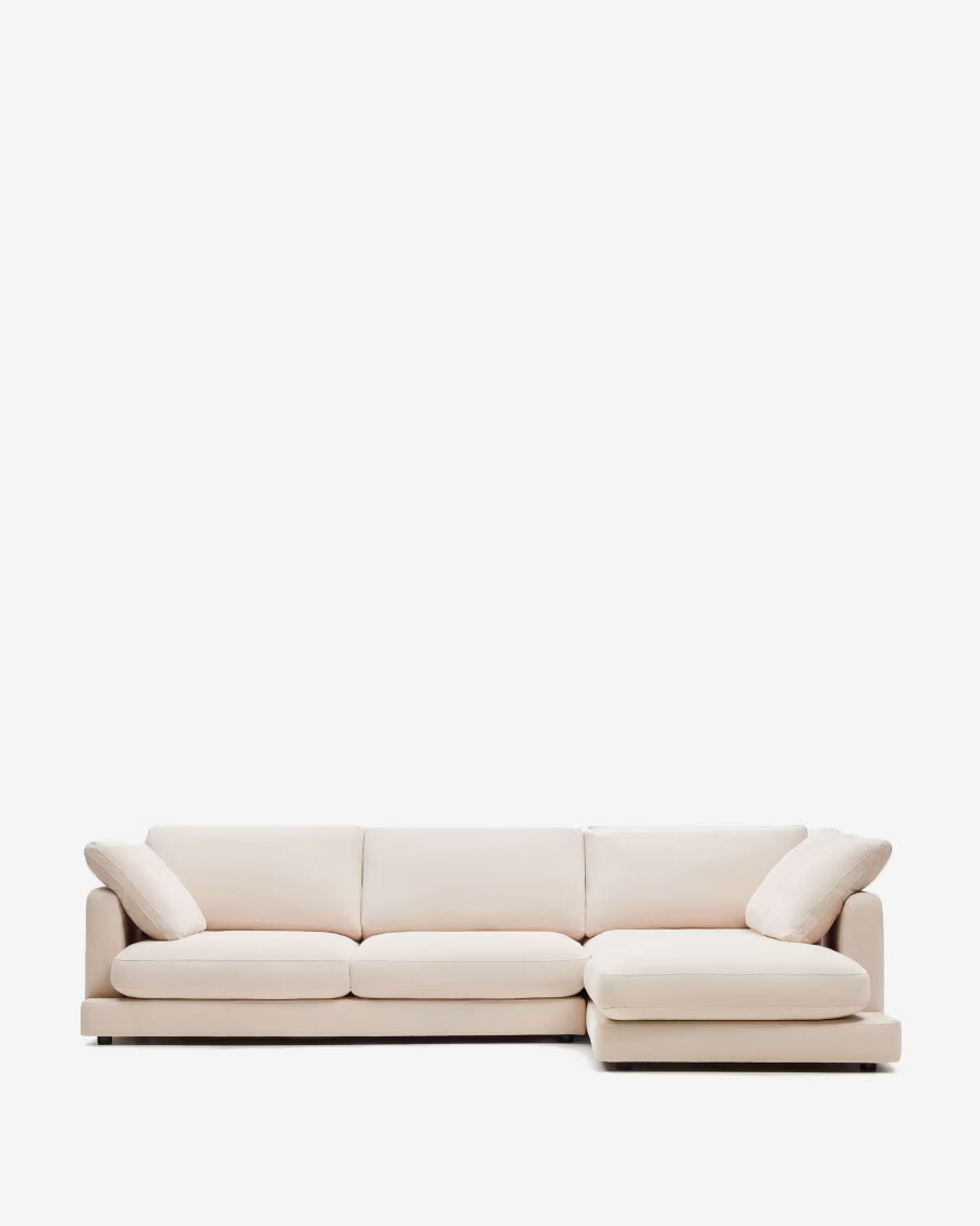 Sofá Gala 4 plazas con chaise longue derecho beige 300 cm