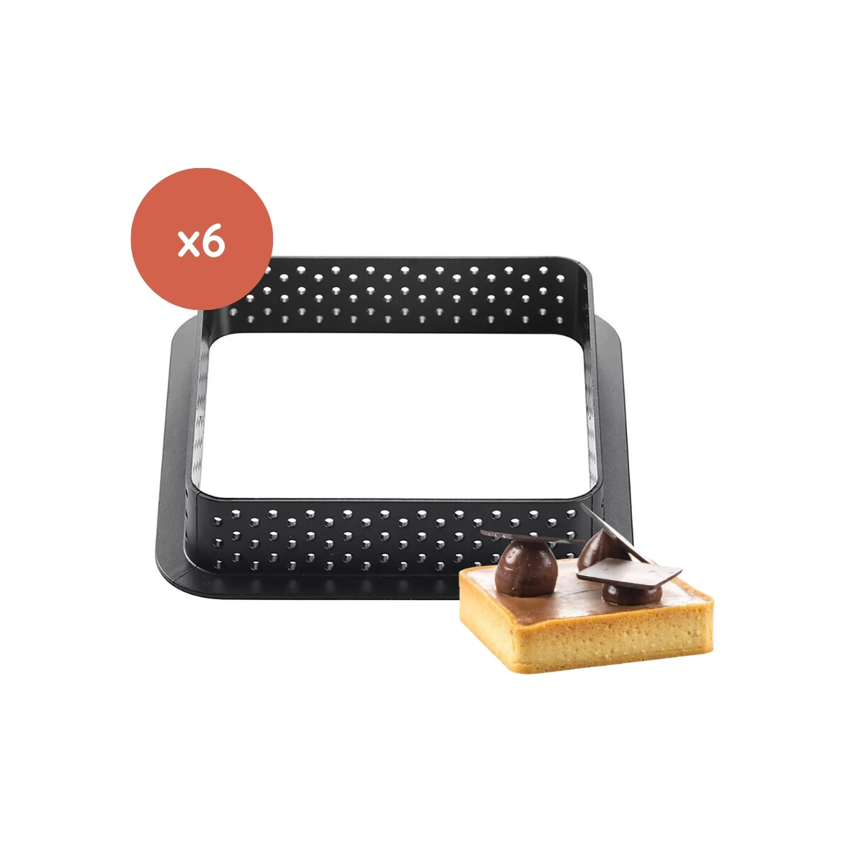 Set 6 Moldes para Tarta Microperforada Cuadrado 8 cm 