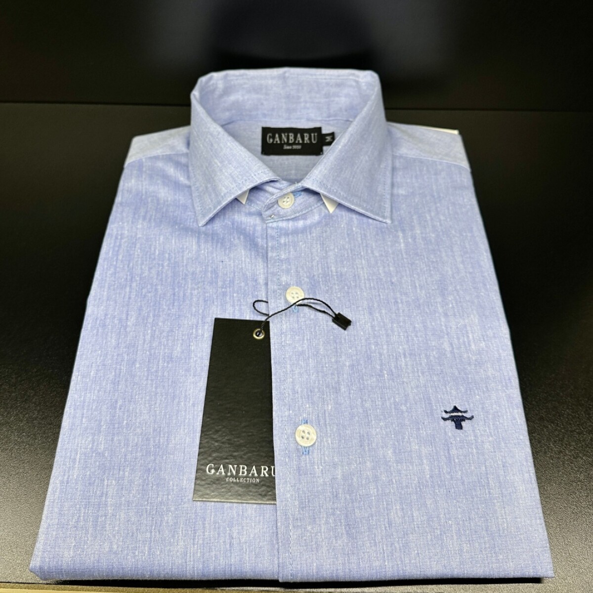 CAMISA DE LINO - Celeste jaspeado 