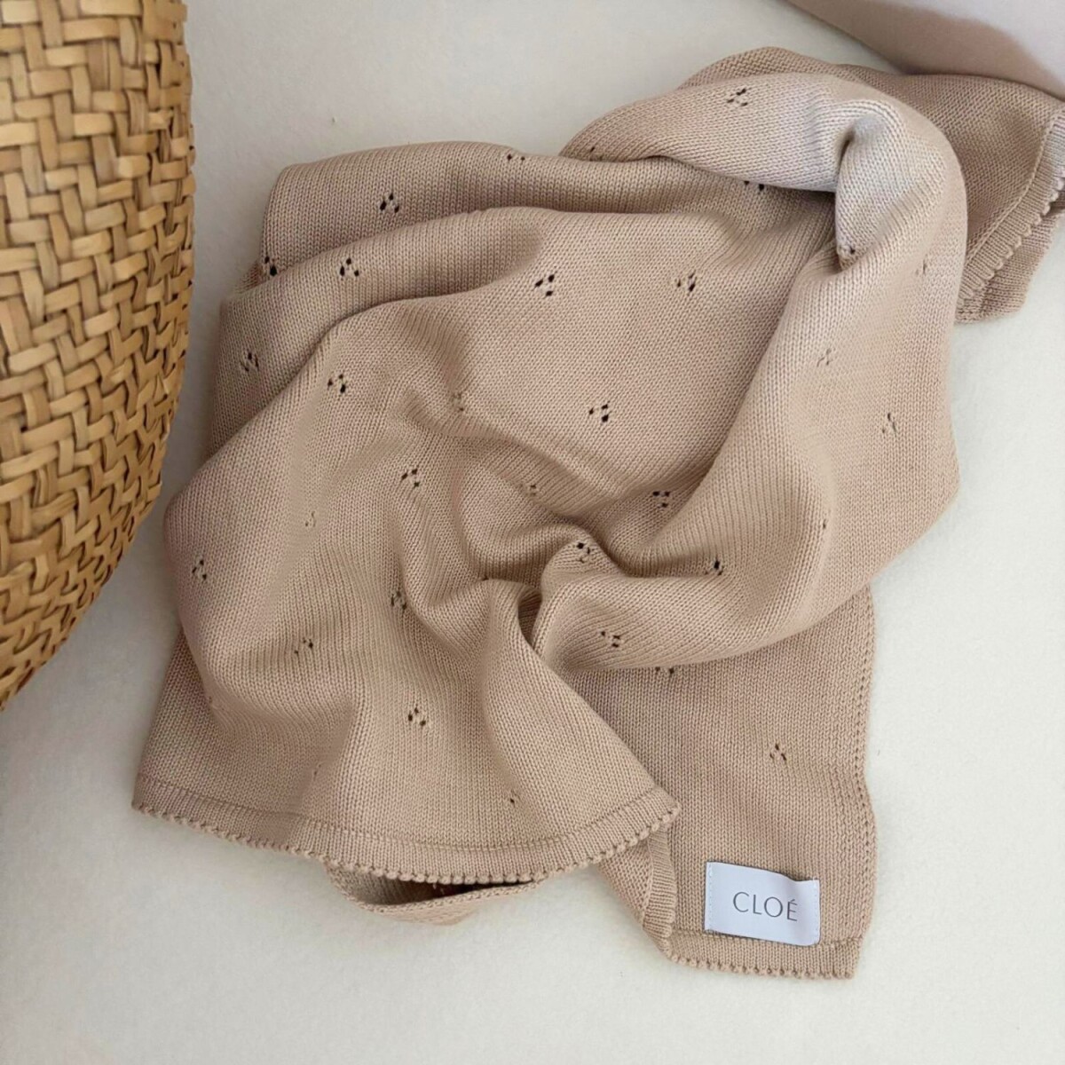 Manta Tejida Punto - Beige 