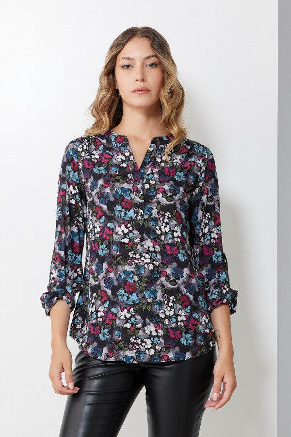 Blusa Botones Printed NEGRO/MULTI