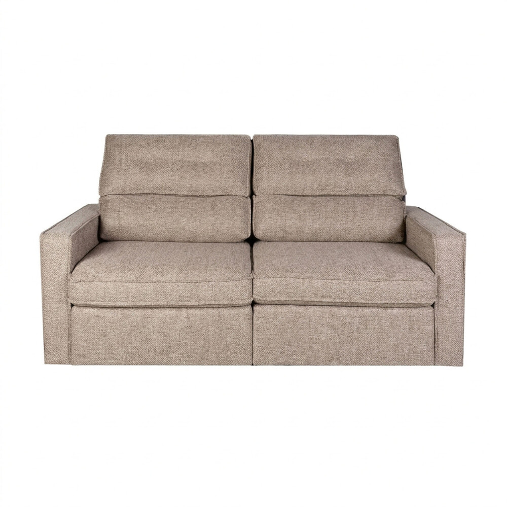 SOFA RETRACTIL 2 CUERPOS TELA MARRON AMBAR TOSTADO