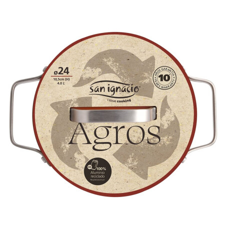 Cacerola Antiadherente Ø24Cm Aluminio Forjado c/ Tapa Agros Terracota
