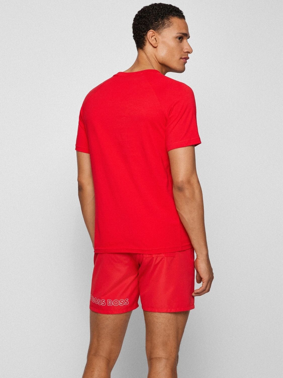 Hugo Boss -Remera de algodón slim fit, Hugo Boss Rojo