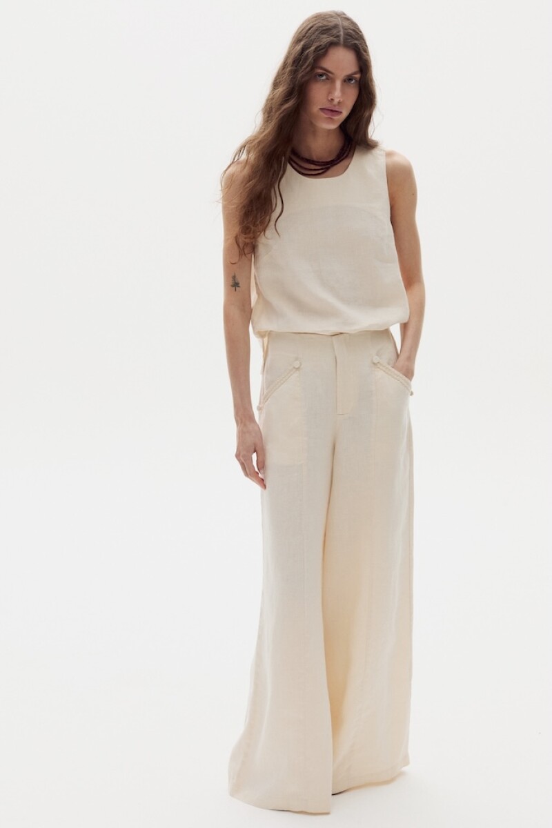 Pantalón Captain en Lino Cream