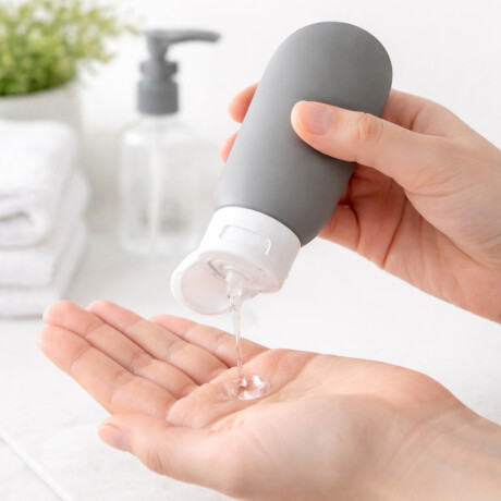 Set de 8 frasquitos de silicona para viaje Gris