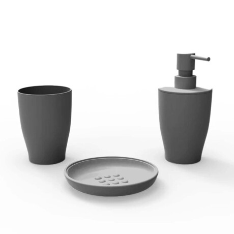 Set de Baño Pure 3 Pzas en Plástico Jaboneras Portacepillos Gris