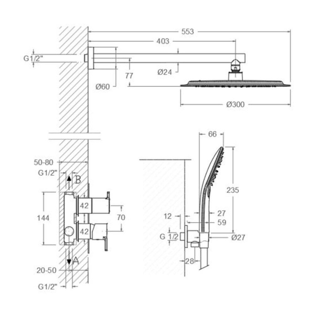 GRIFERÍA DE EMPOTRAR DE 2 VÍAS CON ROSETA REDONDA MODELO BX 941512RP300 COLOR CROMO Grifería De Empotrar De 2 Vías Con Roseta Redonda Modelo Bx 941512rp300 Color Cromo