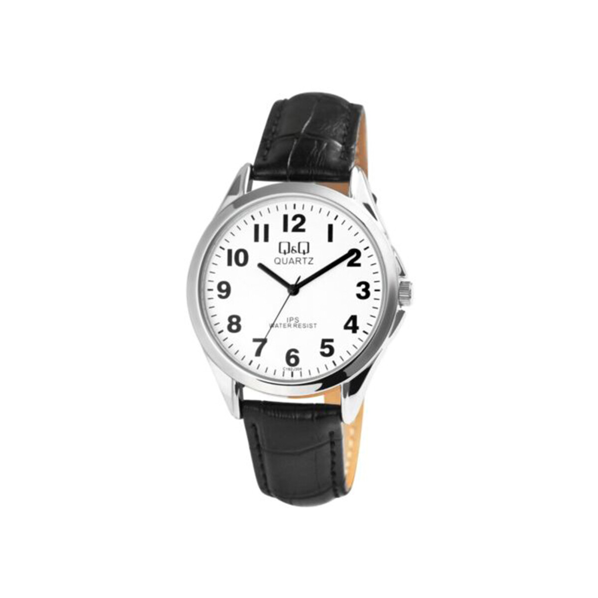 Reloj Q&Q - Malla de cuero negro caja de acero y esfera blanca - 35 mm 