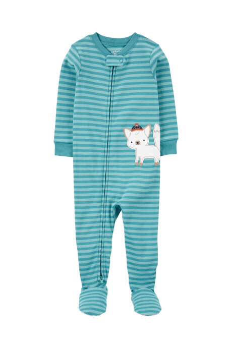 Pijama una pieza de algodón, con pie, estampa lobo Sin color