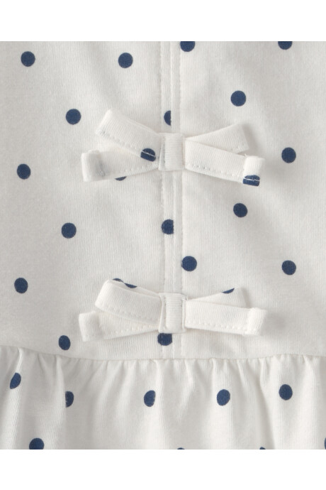 Set dos piezas de algodón, short y blusa, azul y blanco, diseño lunares. Talles 2-5T Sin color