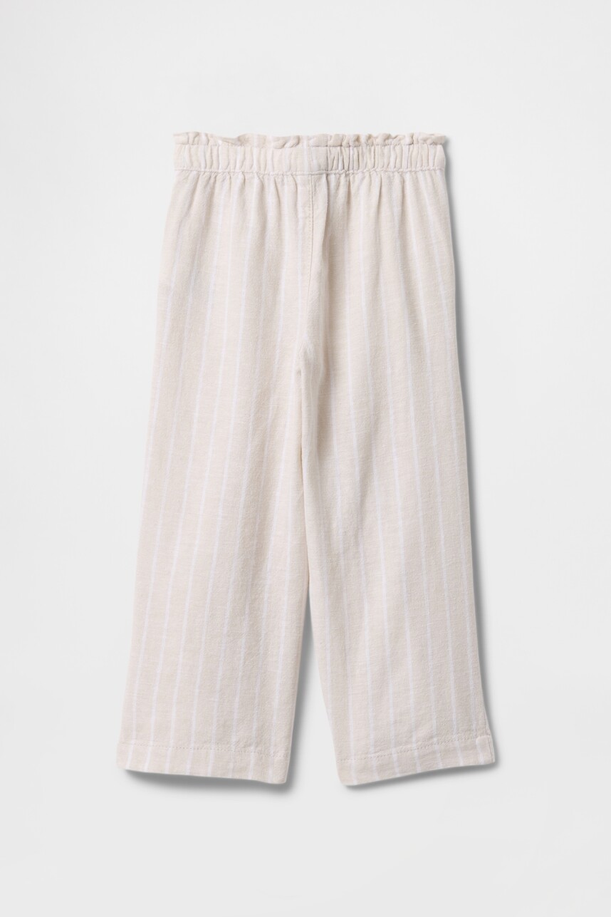 Pantalón De Lino Toddler Niña Beige Stripe