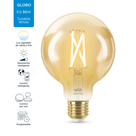 Philips Wiz - Lámpara Led Inteligente 929003018312 - 7W. áMbar. G95. E27. 2000K-5000K. 001