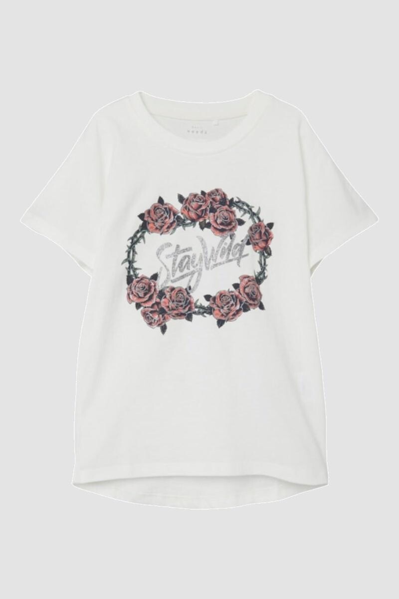 Camiseta De Algodón Estampada - White Alyssum 