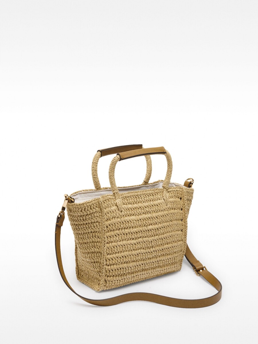 Bolso Tote Efecto Rafia Con Bandolera natural