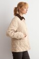 Campera capitoneada cuello pana beige claro