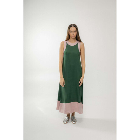 Vestido Açai long Verde y Rosa