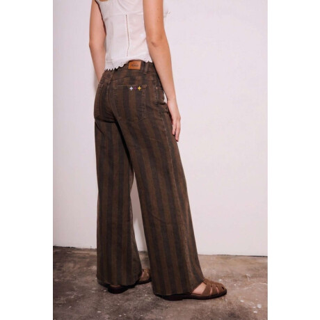 Jean Flared Wide Leg Rayado Chocolate