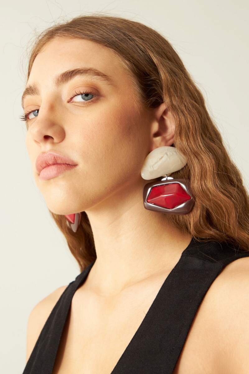 Caravanas resina doble dije - multicolor 