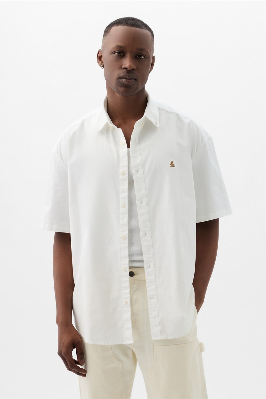 Camisa Manga Corta Oso Brannan Hombre Optic White V6