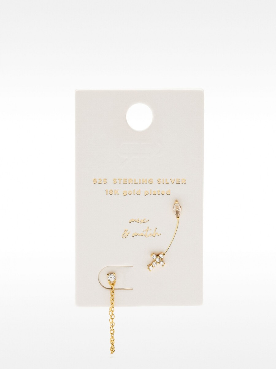 Set De Pendientes Com Circonitas Y Cadena - Plata De Ley 925 dorado