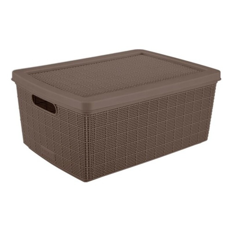 Canasta Multiuso con Tapa y Asas Rimax Fique 13.5 Litros Mocca