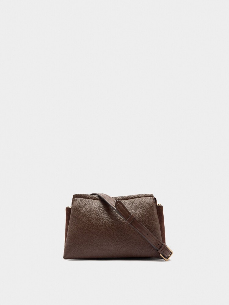 Bolso Bandolera Con Textura Efecto Piel marron
