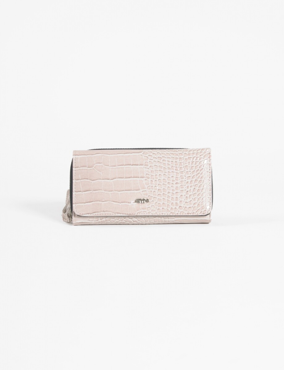 Billetera croco flap - beige 