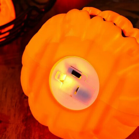 Mini calabazas Halloween plásticas con luces decorativas Naranja