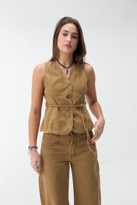 Chaleco Denim Julie Beige