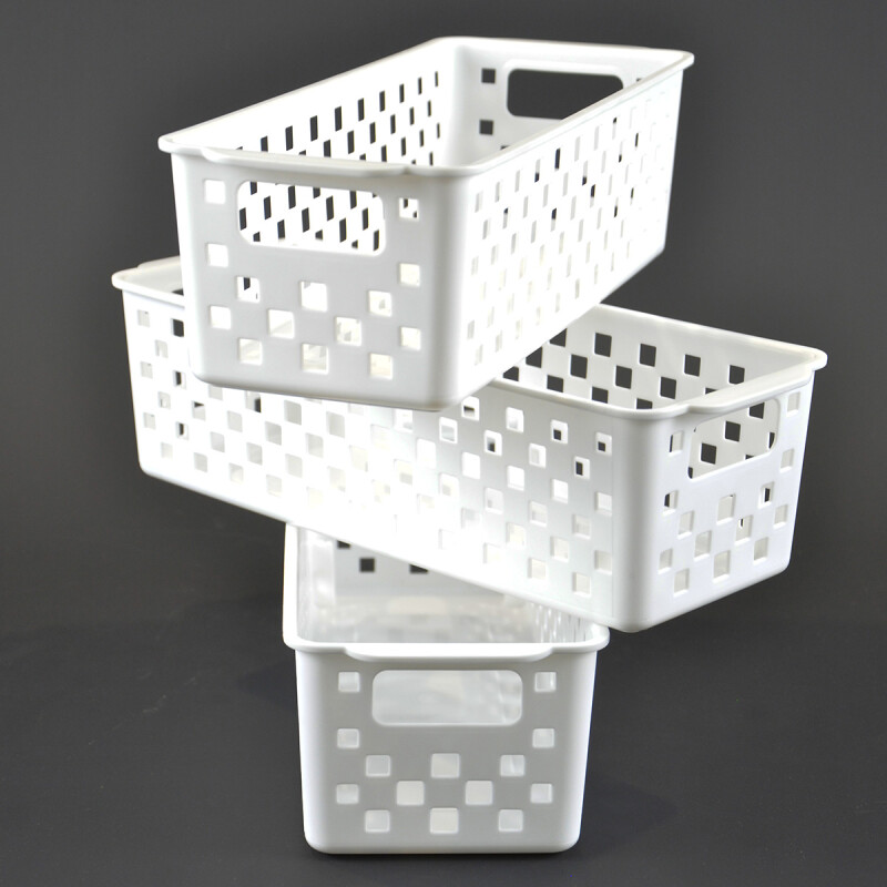 Set x3 Cesto organizador Quadratta calado P BLANCO