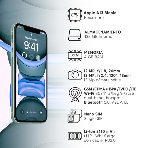 Iphone 11 4/128 Gb 4g Con Garantía Apple VERDE
