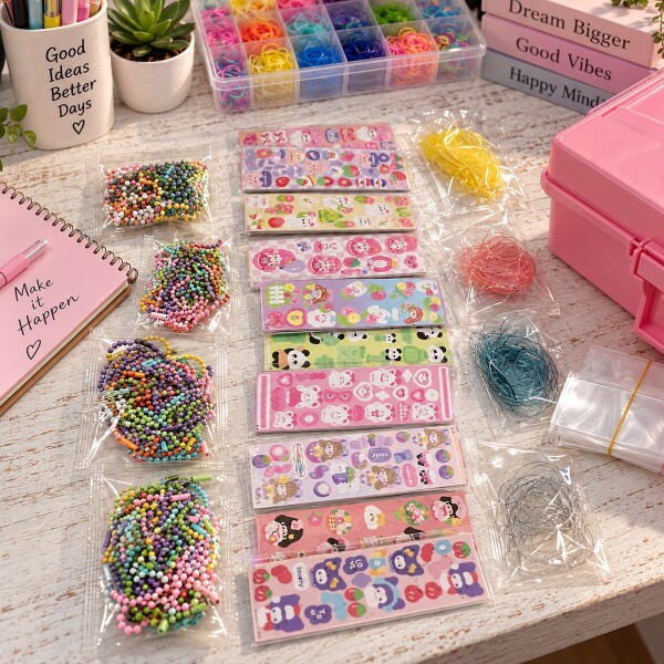 Set 1200 piezas Con Valija Para Hacer Pulseras Collares Llaveros Stickers para Niñas o Niños IMBACK Set 1200 piezas Con Valija Para Hacer Pulseras Collares Llaveros Stickers para Niñas o Niños IMBACK