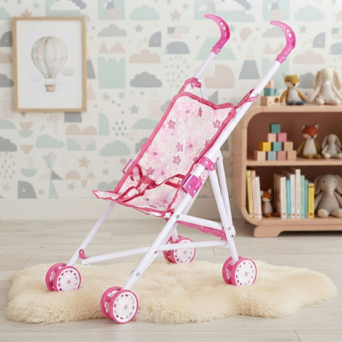 Cochecito Para Muñecas Plegable con 4 Ruedas 