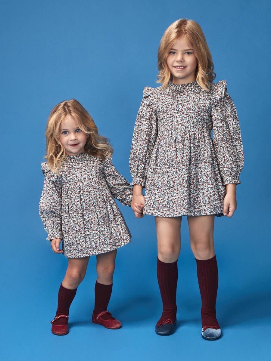 Vestido Estampado De Flores Azulado