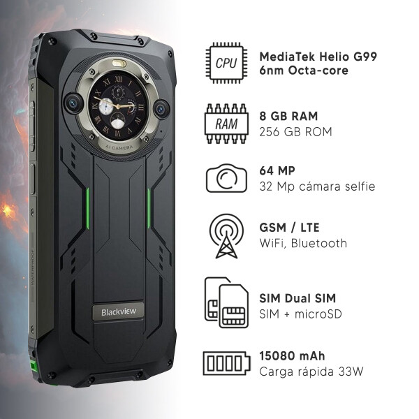 Blackview Bv9300 Pro 16gb 256gb 4 G 64mpx CEL BLACKVIEW BV9300 PRO 8+8/256 4G NEGR