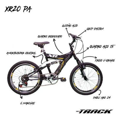 Bicicleta Track XR Aro 20" Negra/Amarilla Bicicleta Track XR Aro 20" Negra/Amarilla