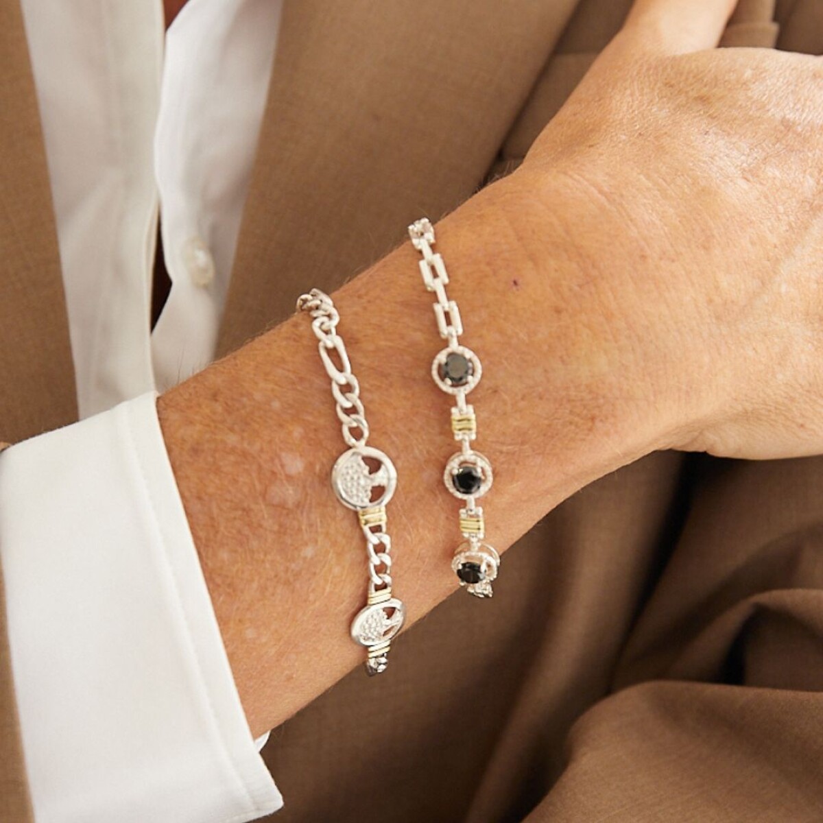 Pulsera Julia Black - Plata y Oro 
