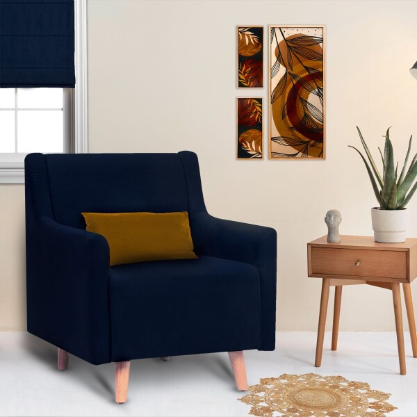 Butaca Sillon Poltrona Durham Tejido Patas Madera AZUL
