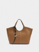 Bolso Tote Liso Con Cierre De Cremallera camel