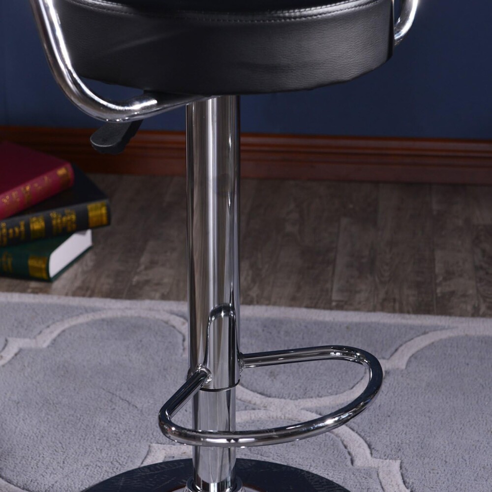 Taburete Con Respaldo Banqueta Cuero sintético Negro