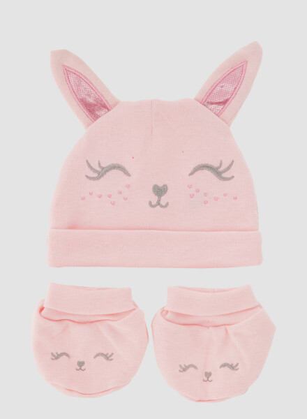 Pack gorrito y medias conejo Rosado