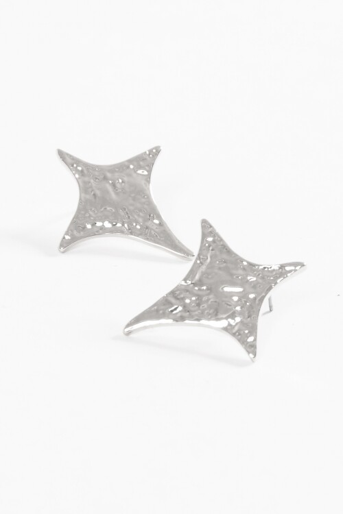 Caravanas estrella texture plateado