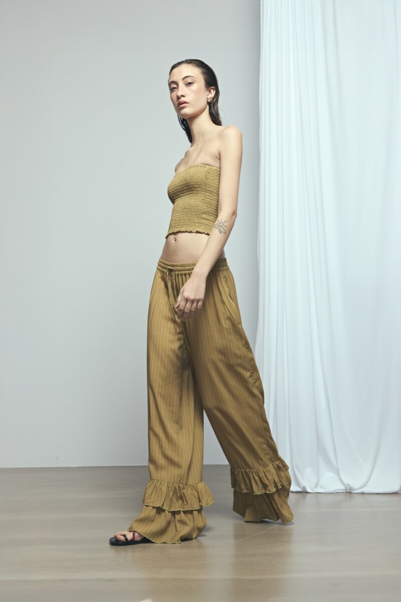 Pantalón rayado volado PREVENTA marrón