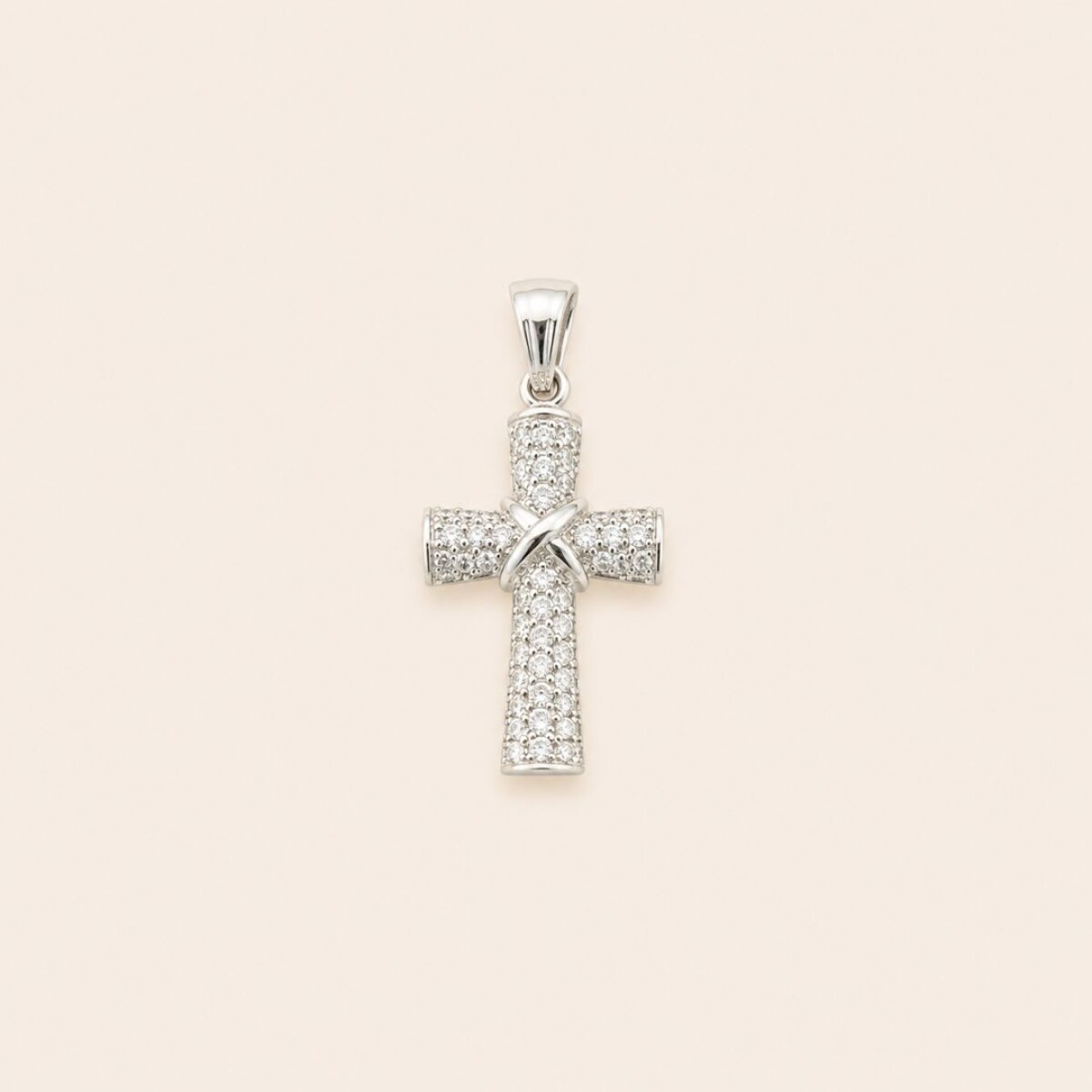 Cruz Brillante - Oro 18k Blanco 