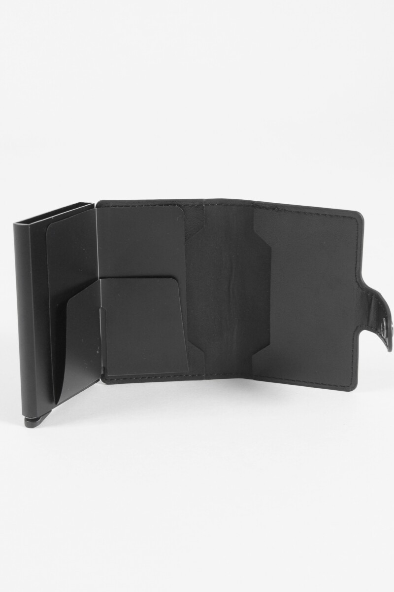 Tarjetero cuero vegano con bloqueo RFID negro